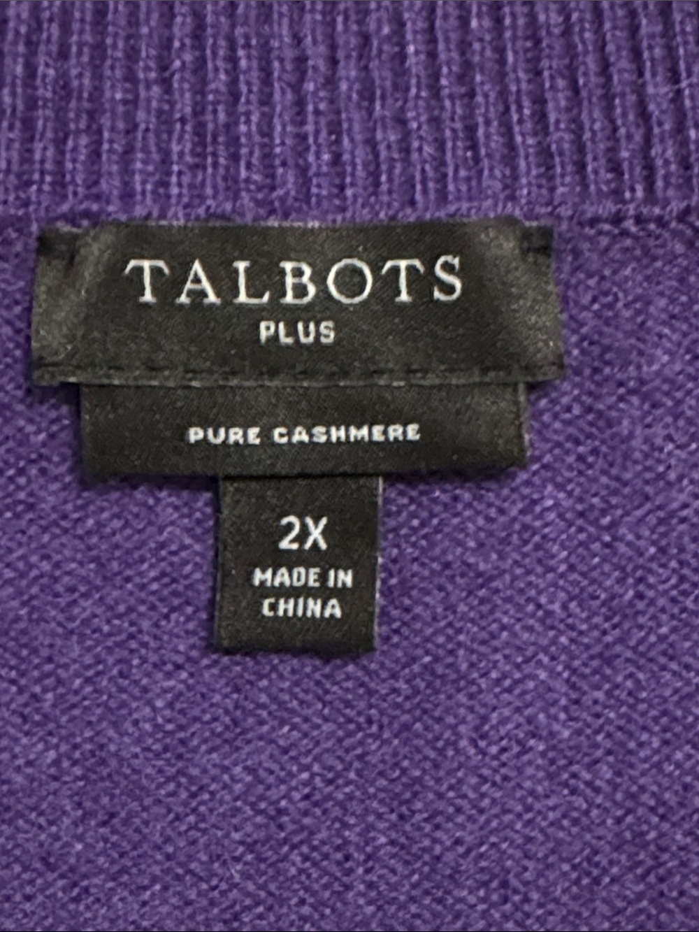 Talbots Plus Pure Cashmere V Neck Pullover Sweater Purple Relaxed Fit Luxury-2X - Picture 7 of 9
